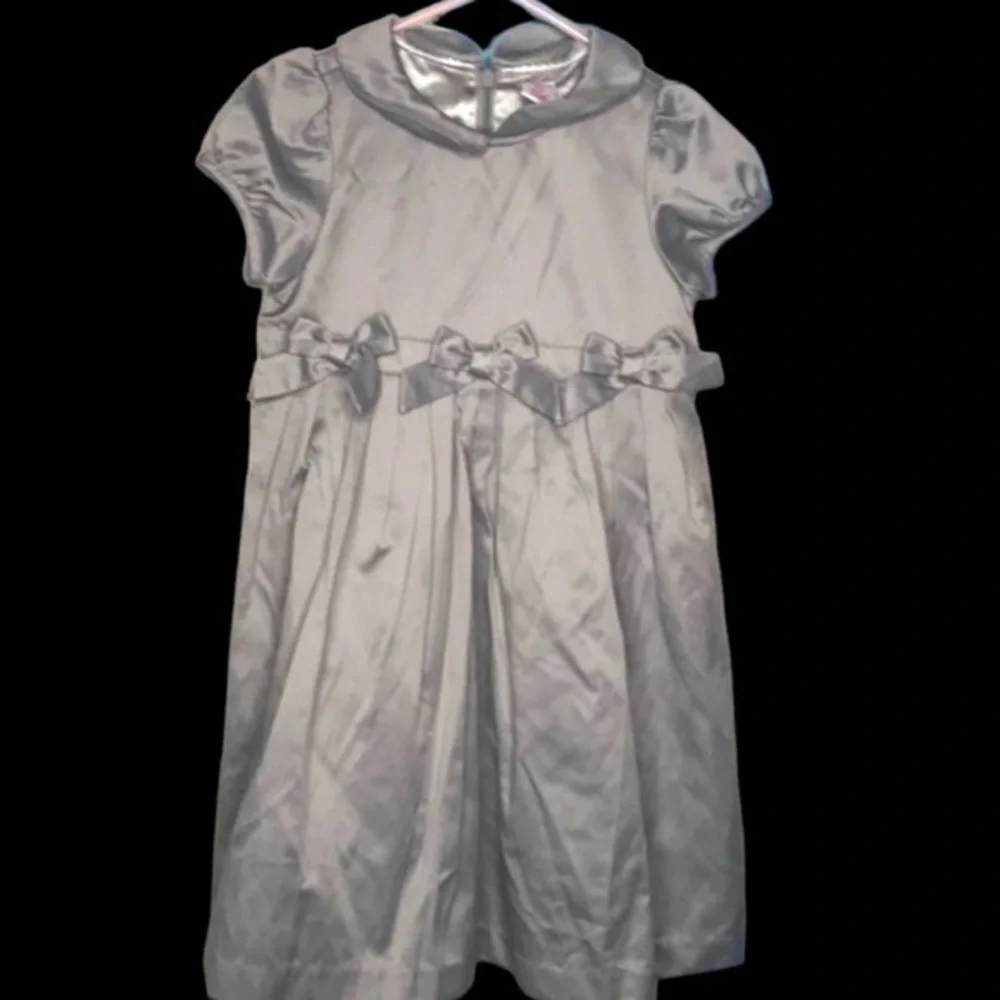 Gymboree Prim & Proper Silver Satin Party Dress Girls Size 5